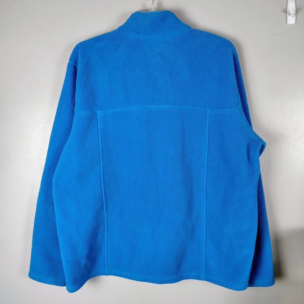 LL Bean Men XXL Tall Blue Fleece Snap Pullover Mock Neck Jacket big tall outdoor